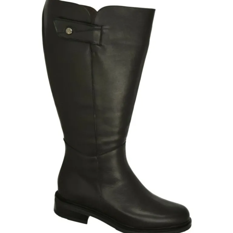 Bota Alta De Piesanto Con Caña De Ancho Especial 47 Cm De Pala Lisa Y Elastico En Caña. Piso De Goma Y Tacon De Suela Con Planta