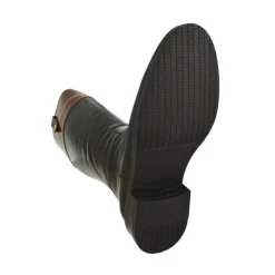 Bota Alta De Piesanto Estilo Montar En Piel De Tonos Combinados, Cremallera Y Horma De Ancho Especial