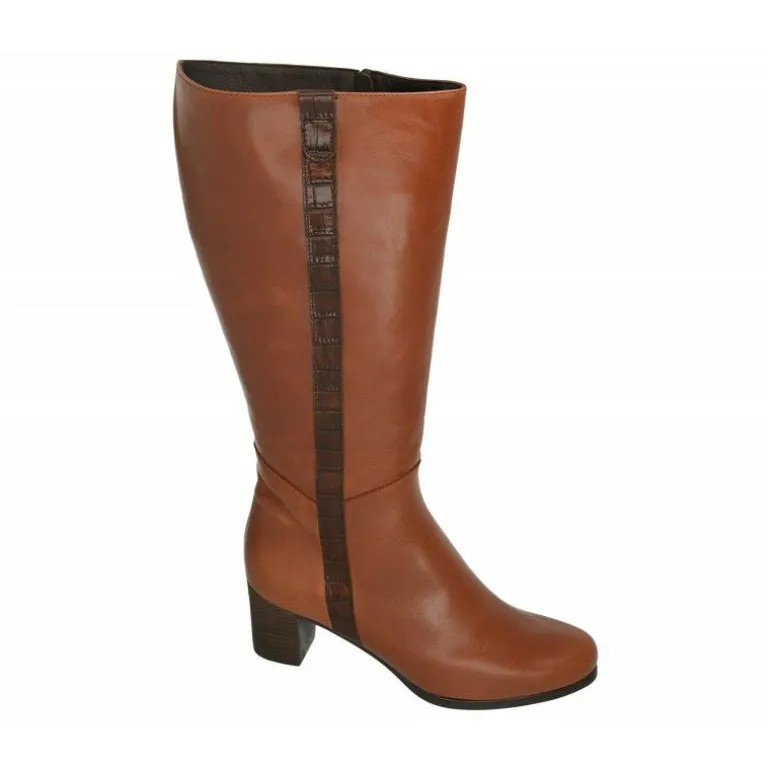 Bota De Piesanto De Pala Lisa Con Caña Ancha Y Cremallera, Tacon De Suela Y Planta De Descanso Extraible