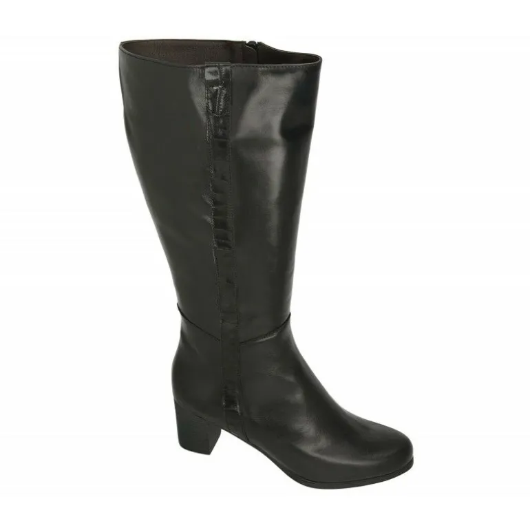 Bota De Piesanto De Pala Lisa Con Caña Ancha Y Cremallera, Tacon De Suela Y Planta De Descanso Extraible
