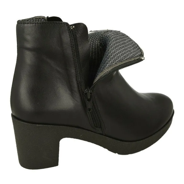 Botin De Comfort Class Con Cremallera Y Pala Lisa. Piso Bloque Tacon Confortable Y Planta De Descanso Extraible