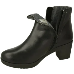 Botin De Comfort Class Con Cremallera Y Pala Lisa. Piso Bloque Tacon Confortable Y Planta De Descanso Extraible