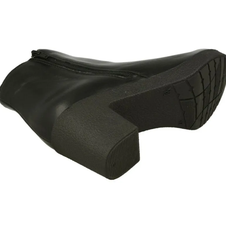 Botin De Comfort Class Con Cremallera Y Pala Lisa. Piso Bloque Tacon Confortable Y Planta De Descanso Extraible