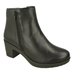 Botin De Comfort Class Con Cremallera Y Pala Lisa. Piso Bloque Tacon Confortable Y Planta De Descanso Extraible