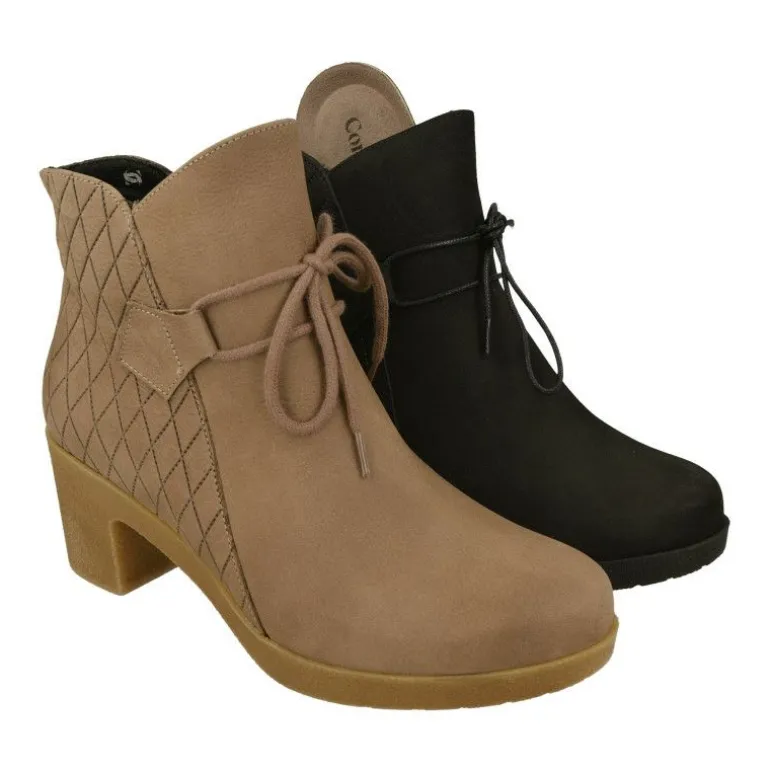 Botin De Comfortclass En Piel De Nobuck Acolchada Rombos. Piso De Goma Con Tacon Cuna De Gran Comodidad. Planta Natomica Extraib