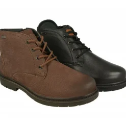 Botin De G Comfort Con Cordones Y Cremallera Lateral, Piel Impermeable Y Piso De Goma De Caucho Con Planta De Descanso Extraible