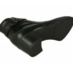 Botin De Piesanto Con Hebilla Lateral Y Tacon De Suela De Base Ancha, Planta De Descanso Y Piso De Goma