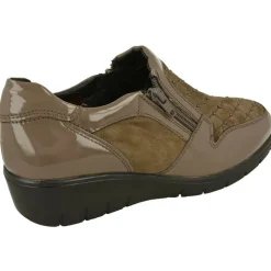 Mocasin Del Doctor Cutillas Con Ajuste Por Cremallera, Piel Combinada Nobuck Y Charol Con Tachas, Planta De Descanso Extraible