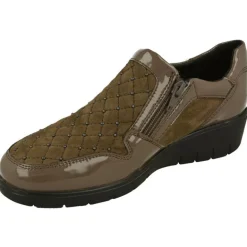 Mocasin Del Doctor Cutillas Con Ajuste Por Cremallera, Piel Combinada Nobuck Y Charol Con Tachas, Planta De Descanso Extraible