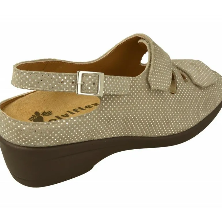 Sandalia De Alviflex En Piel Grabado Con Doble Velcro Ajustable En Ancho 14 Y Planta Movible