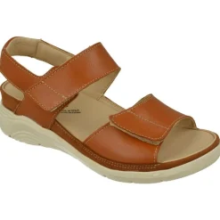 Sandalia De Baerchi Con Doble Tira De Velcro Ajustable En Piel Vacuna Y Piso De Poliuretano Con Planta Extraible