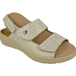Sandalia De Calzamedi De Comoda Piel Grabada Con Doble Tira De Velcro Ajustable, Planta Anatomica Extraible Y Piso De Poliuretan