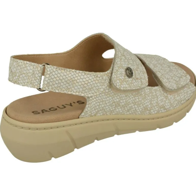Sandalia De Calzamedi De Comoda Piel Grabada Con Doble Tira De Velcro Ajustable, Planta Anatomica Extraible Y Piso De Poliuretan