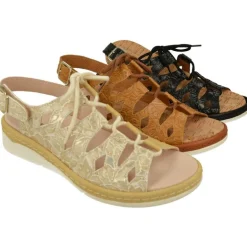 Sandalia De Comfort Class Acordonada Extra Ancha En Piel Grabada, Piso De Poliuretano Y Planta Anatomica Extraible