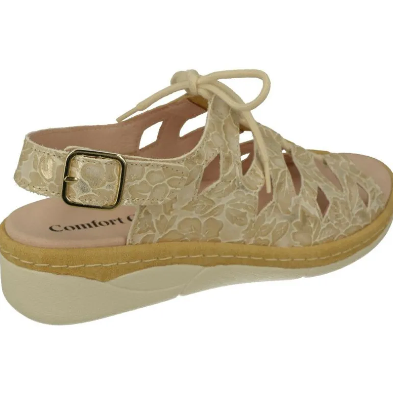 Sandalia De Comfort Class Acordonada Extra Ancha En Piel Grabada, Piso De Poliuretano Y Planta Anatomica Extraible