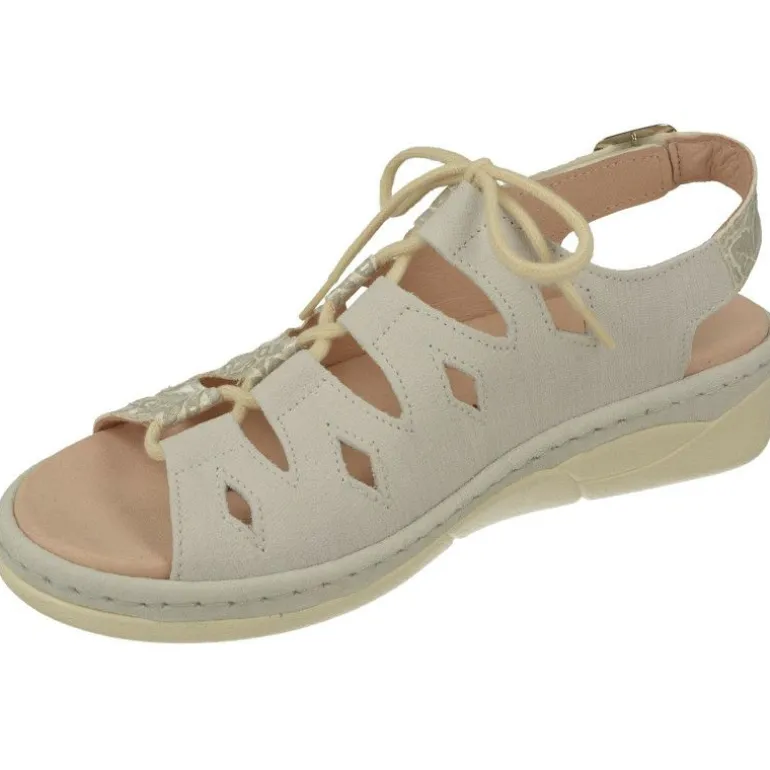 Sandalia De Comfort Class Acordonada Extra Ancha En Piel Grabada, Piso De Poliuretano Y Planta Anatomica Extraible