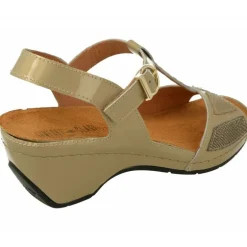 Sandalia De Comfort Class Con Tira Central Y Pana Combinada Grabado Con Planta De Descanso Extraible