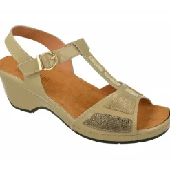 Sandalia De Comfort Class Con Tira Central Y Pana Combinada Grabado Con Planta De Descanso Extraible