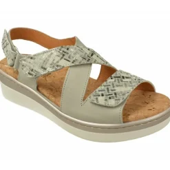 Sandalia De Comfort Class Con Tiras Cruzadas Ajustalbles En Piel Vacuna Combinada Con Grabado. Cuna De Amortiguacion Corrida Y P