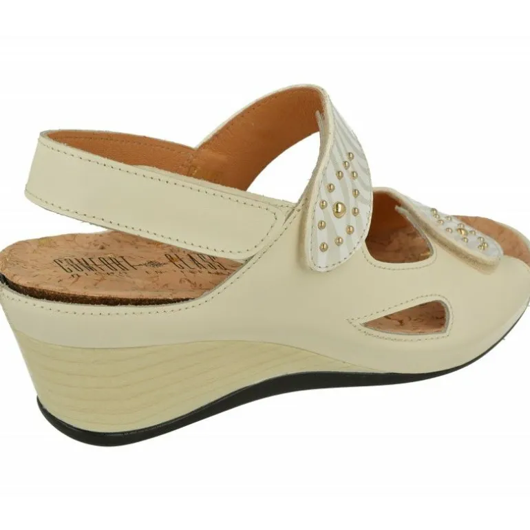 Sandalia De Comfort Class Con Doble Tira De Velcro Ajustable De Piel Estampada Con Cuna Contrastada Y Piso De Descanso