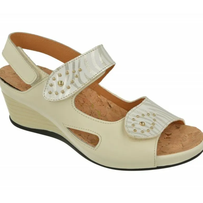 Sandalia De Comfort Class Con Doble Tira De Velcro Ajustable De Piel Estampada Con Cuna Contrastada Y Piso De Descanso
