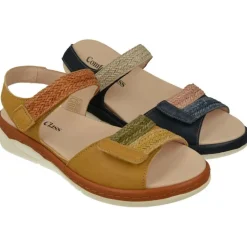 Sandalia De Comfort Class Con Tiras Trenzadas Combinadas Con Nobuck De Ajuste De Velcro Y Planta De Descanso Extraible