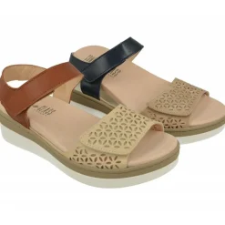 Sandalia De Comfort Class De Pala Picada Con Doble Ajuste Velcro Combinada Con Planta De Descanso Extraible