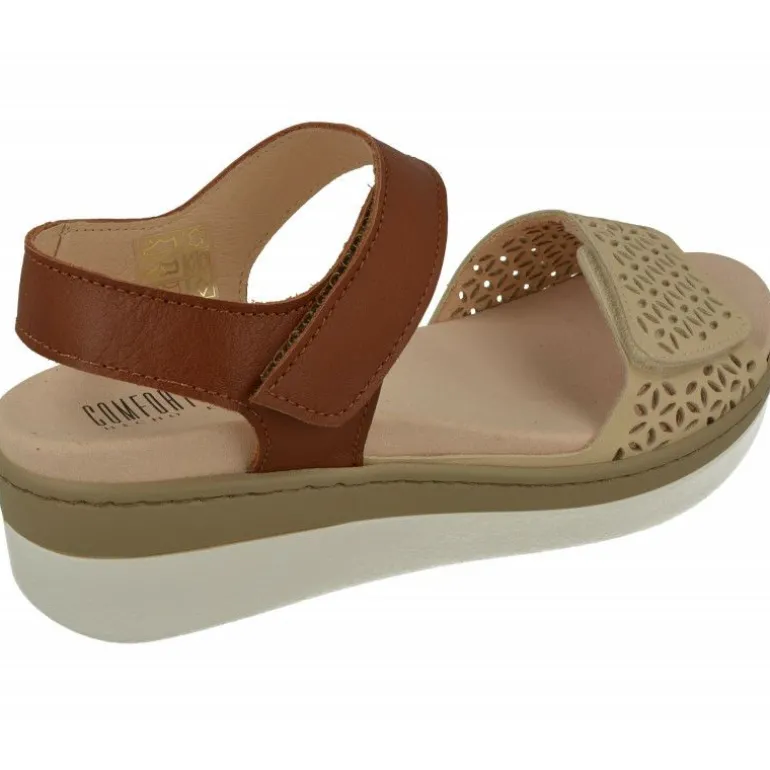 Sandalia De Comfort Class De Pala Picada Con Doble Ajuste Velcro Combinada Con Planta De Descanso Extraible