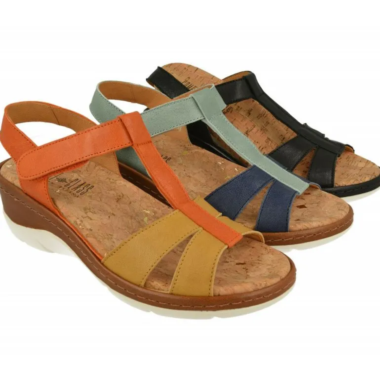 Sandalia De Comfort Class De Tiras Cruzadas Combinadas, Planta Anatomica Extraible Y Cuna De Poliuretano Forrada Cuero