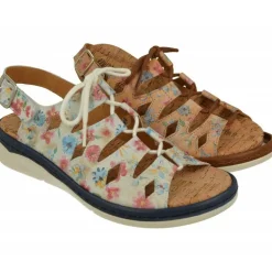 Sandalia De Comfort Class En Piel Estampado De Flores Con Horma De Ancho Especial Y Planta De Descanso Extraible