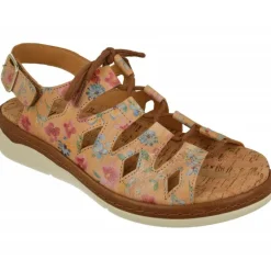 Sandalia De Comfort Class En Piel Estampado De Flores Con Horma De Ancho Especial Y Planta De Descanso Extraible