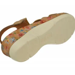 Sandalia De Comfort Class En Piely Nobuck Combinada Con Tiras Cruzadas De Velcro Ajustable Y Cuna Alta Estampada Flores