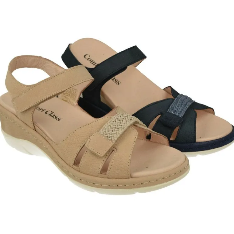 Sandalia De Comfort Class En Piel Nobuck Combinada Con Trenza Y Piso Al Tono, Planta Anatomica Extraible Y Piso De Poliuretano