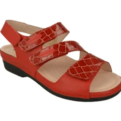 Sandalia De Comfort Class (Essential)Ajuste Por Velcro En Piel Coco Charol Grabado, Planta Anatomica Extraible.
