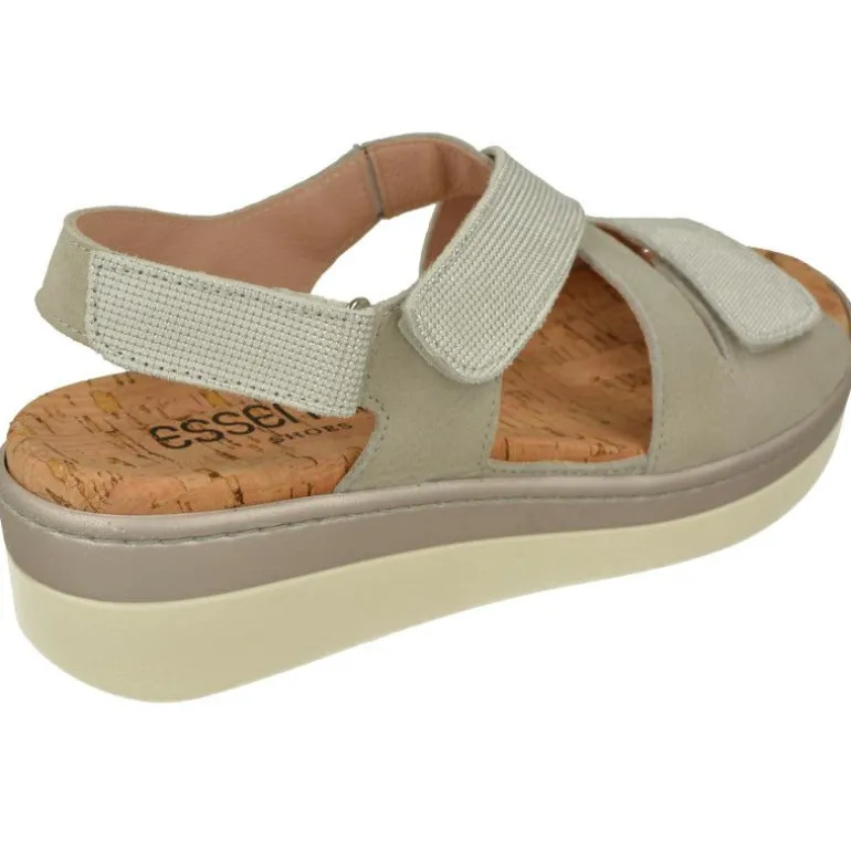 Sandalia De Comfort Class (Essential) De Tiras Cruzadas Con Velcros Ajustables Combinada En Piel Y Tejido, Planta Anatomica