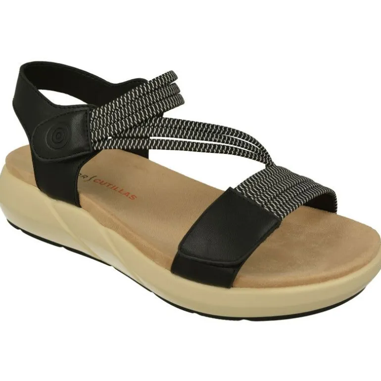 Sandalia De Doctor Cutillas Con Tiras De Tejido Elastico Y Doble Ajuste De Velcro, Planta Anatomica Y Piso De Amortiguacion