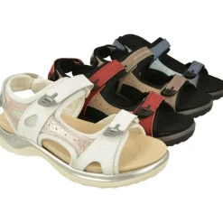 Sandalia De G Comfort Deportiva Con Triple Ajuste De Velcro Y Planta De Descanso Extraible En Piel Nobuck