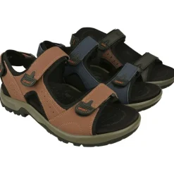 Sandalia De G Comfort En Piel Con Ajuste De Velcros Piel Engrasada Y Planta De Descanso Con Piso De Amortiguacion
