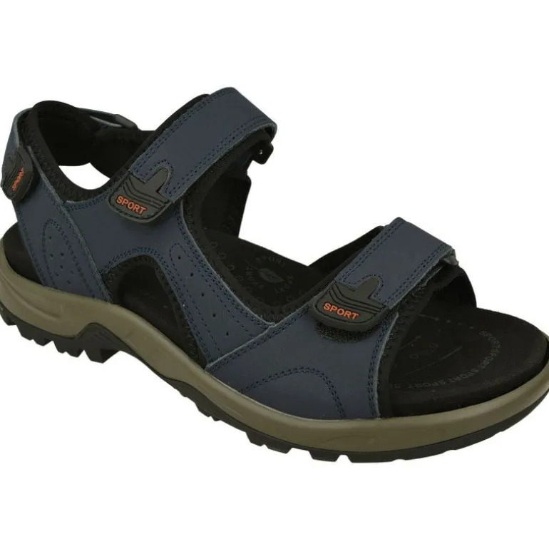 Sandalia De G Comfort En Piel Con Ajuste De Velcros Piel Engrasada Y Planta De Descanso Con Piso De Amortiguacion