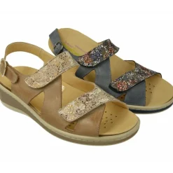 Sandalia Del Doctr Cutillas Con Doble Tira De Velcro Ajustable En Piel Vacuna Combinada Con Vidriera, Planta De Descanso Movible