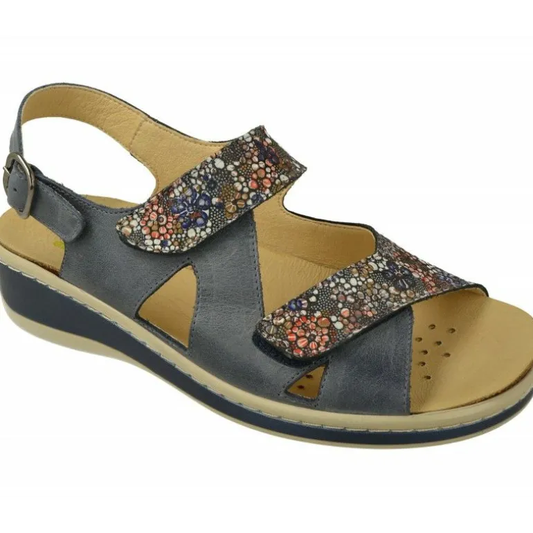 Sandalia Del Doctr Cutillas Con Doble Tira De Velcro Ajustable En Piel Vacuna Combinada Con Vidriera, Planta De Descanso Movible