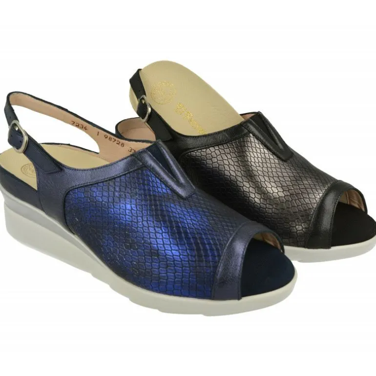 Sandalia De Piel Y Pala Elastica De Drucker Calzapedic, Plantilla Movible, Ancho 13