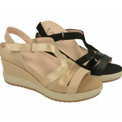 Sandalia De Rico Con Tiras Combinadas Y Ajuste De Velcro, Cuna Alta Nacarada Con Planta Extraible Y Piso Microporoso Confortable
