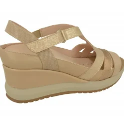 Sandalia De Rico Con Tiras Combinadas Y Ajuste De Velcro, Cuna Alta Nacarada Con Planta Extraible Y Piso Microporoso Confortable