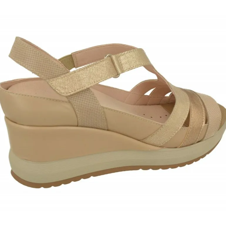 Sandalia De Rico Con Tiras Combinadas Y Ajuste De Velcro, Cuna Alta Nacarada Con Planta Extraible Y Piso Microporoso Confortable