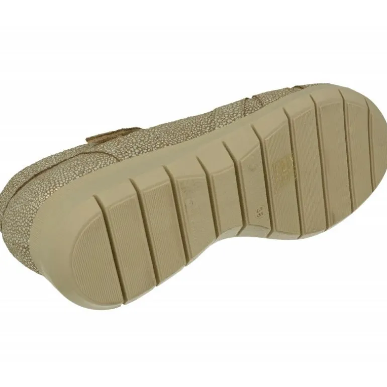Sandalia De Rico En Piel Grabada Con Pala De Tiras Y Velcro Ajustable, Planta De Descanso Especial Para Plantillas