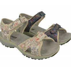 Sandalia De Wesland Antes Romika Con Doble Velcro Ajustable En Piel Estampada Pico De Caucho Y Planta Anatomica De Descanso