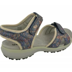 Sandalia De Wesland Antes Romika Con Doble Velcro Ajustable En Piel Estampada Pico De Caucho Y Planta Anatomica De Descanso