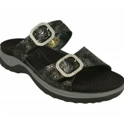 Sandalia Zueco De G Comfort De Doble Tira Ajustable En Piel Estampada, Planta Anatomica Extraible Y Piso De Caucho