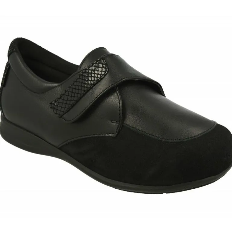 Velcro De Calzamedi En Horma De Ancho 16 Con Piel Combinada Con Antelina Elastica Con Piso De Goma Y Planta Extraible